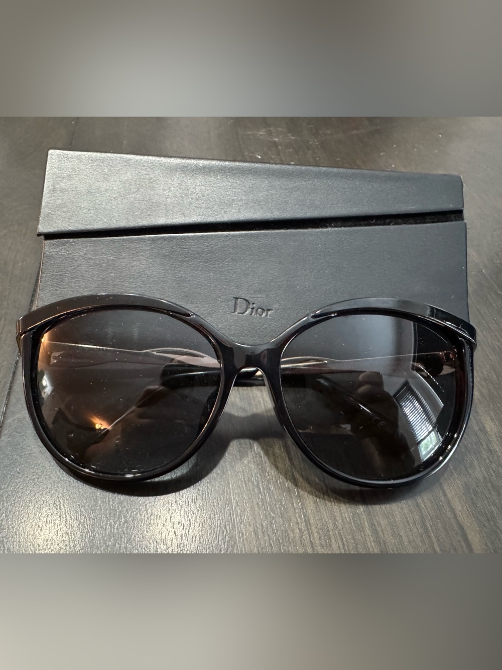 Dior Black Gloss Oversized Round Sunglasses